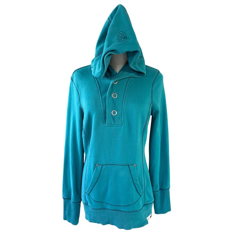 Vintage Y2K Esprit Hoodie Winged E Snap Front Pullover Teal Athleisure Cozy
